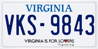 VA license plate VKS9843