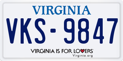 VA license plate VKS9847