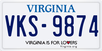 VA license plate VKS9874