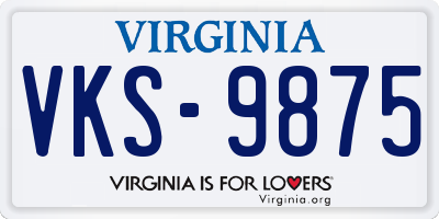 VA license plate VKS9875
