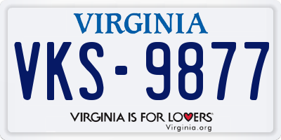 VA license plate VKS9877