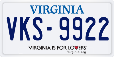 VA license plate VKS9922