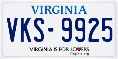 VA license plate VKS9925