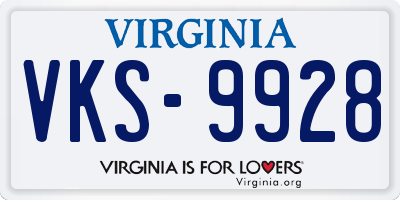 VA license plate VKS9928