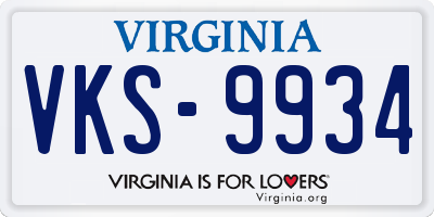 VA license plate VKS9934