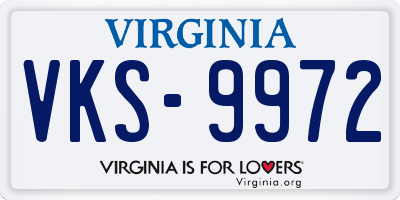 VA license plate VKS9972