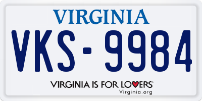 VA license plate VKS9984