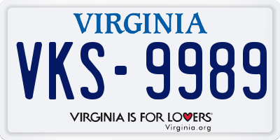VA license plate VKS9989