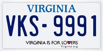 VA license plate VKS9991