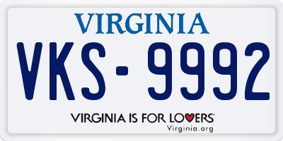 VA license plate VKS9992