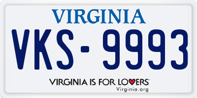 VA license plate VKS9993