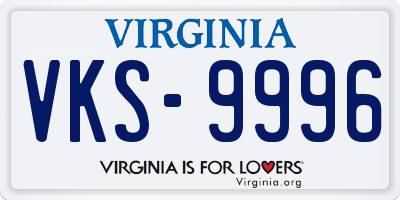 VA license plate VKS9996