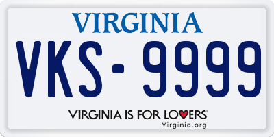 VA license plate VKS9999