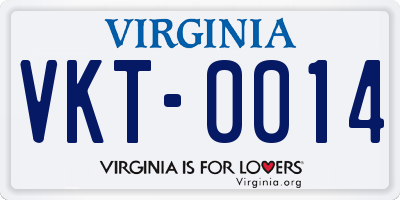 VA license plate VKT0014