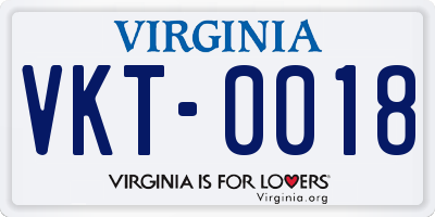 VA license plate VKT0018