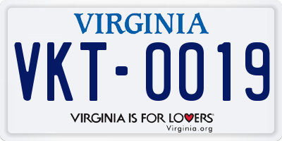 VA license plate VKT0019
