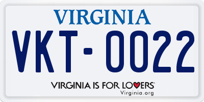 VA license plate VKT0022