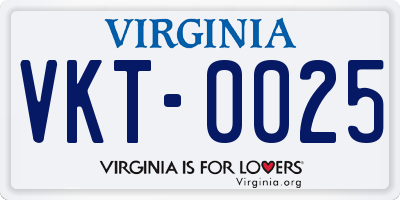 VA license plate VKT0025