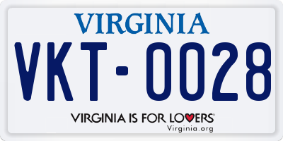 VA license plate VKT0028