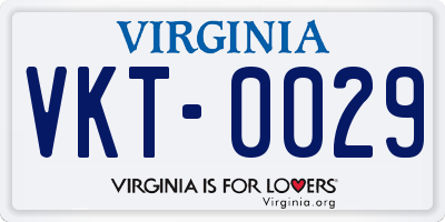 VA license plate VKT0029