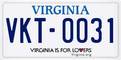 VA license plate VKT0031
