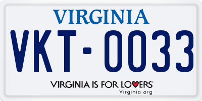 VA license plate VKT0033