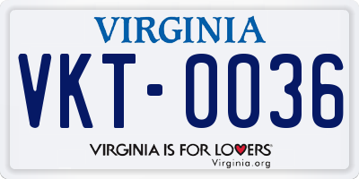 VA license plate VKT0036