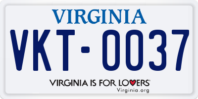 VA license plate VKT0037