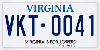 VA license plate VKT0041