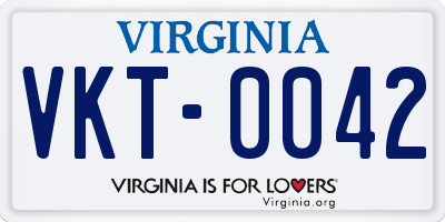 VA license plate VKT0042