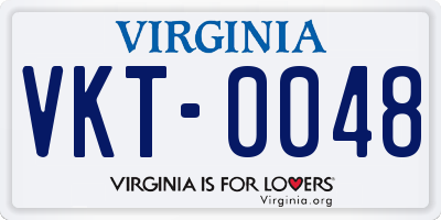 VA license plate VKT0048