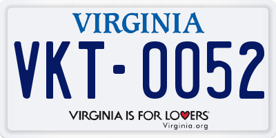 VA license plate VKT0052