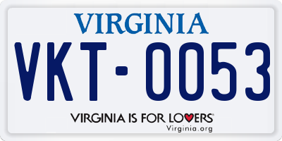 VA license plate VKT0053