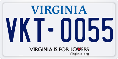 VA license plate VKT0055