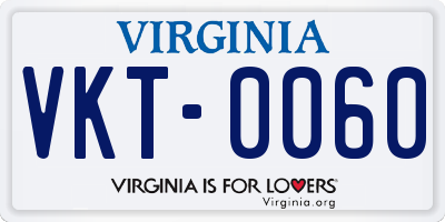 VA license plate VKT0060