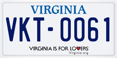 VA license plate VKT0061