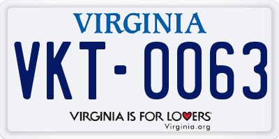 VA license plate VKT0063