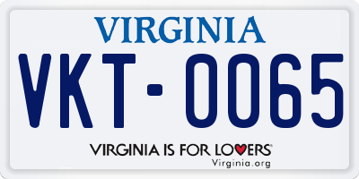 VA license plate VKT0065