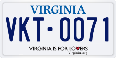 VA license plate VKT0071