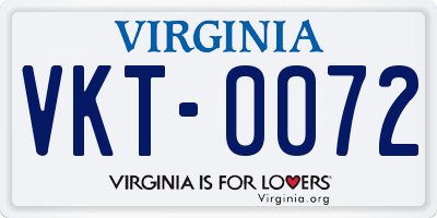 VA license plate VKT0072