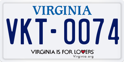 VA license plate VKT0074