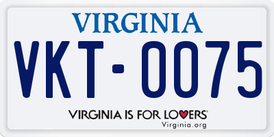 VA license plate VKT0075