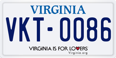 VA license plate VKT0086