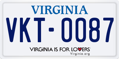 VA license plate VKT0087