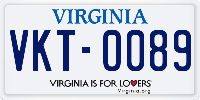 VA license plate VKT0089