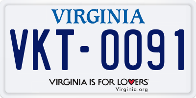 VA license plate VKT0091