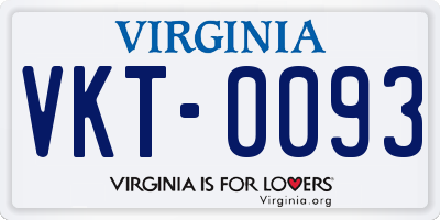 VA license plate VKT0093