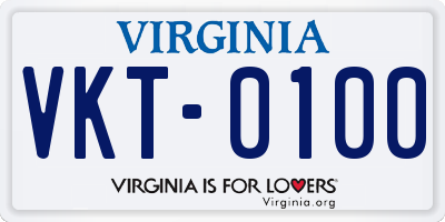 VA license plate VKT0100