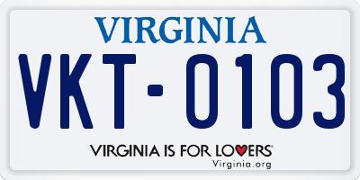 VA license plate VKT0103