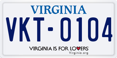 VA license plate VKT0104